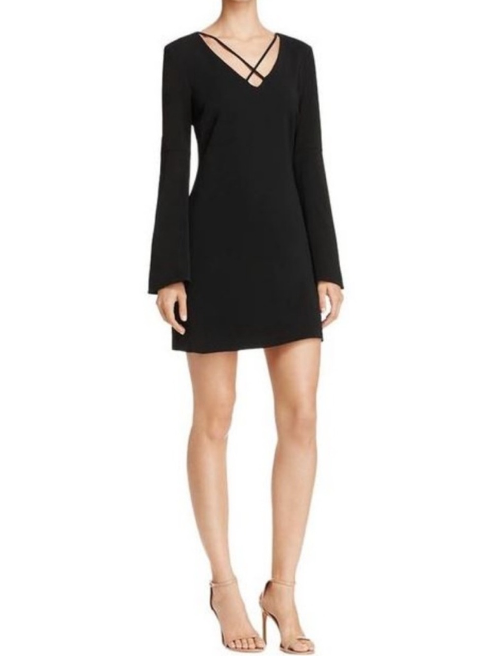 Ramy Brook | June Bell Sleeve V-Neck Mini Dress in Black | Size 0